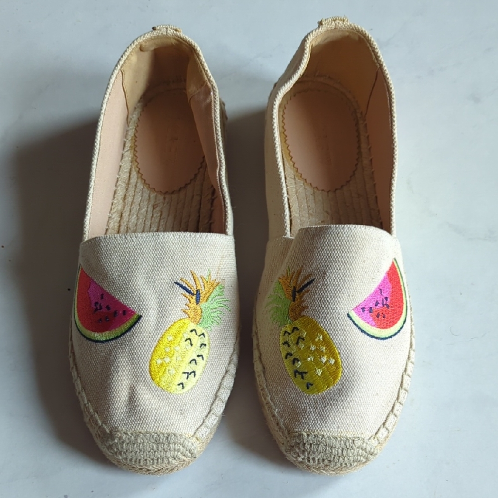 J. Crew Fruit Embroidered Espadrille Loafer 8 Beige